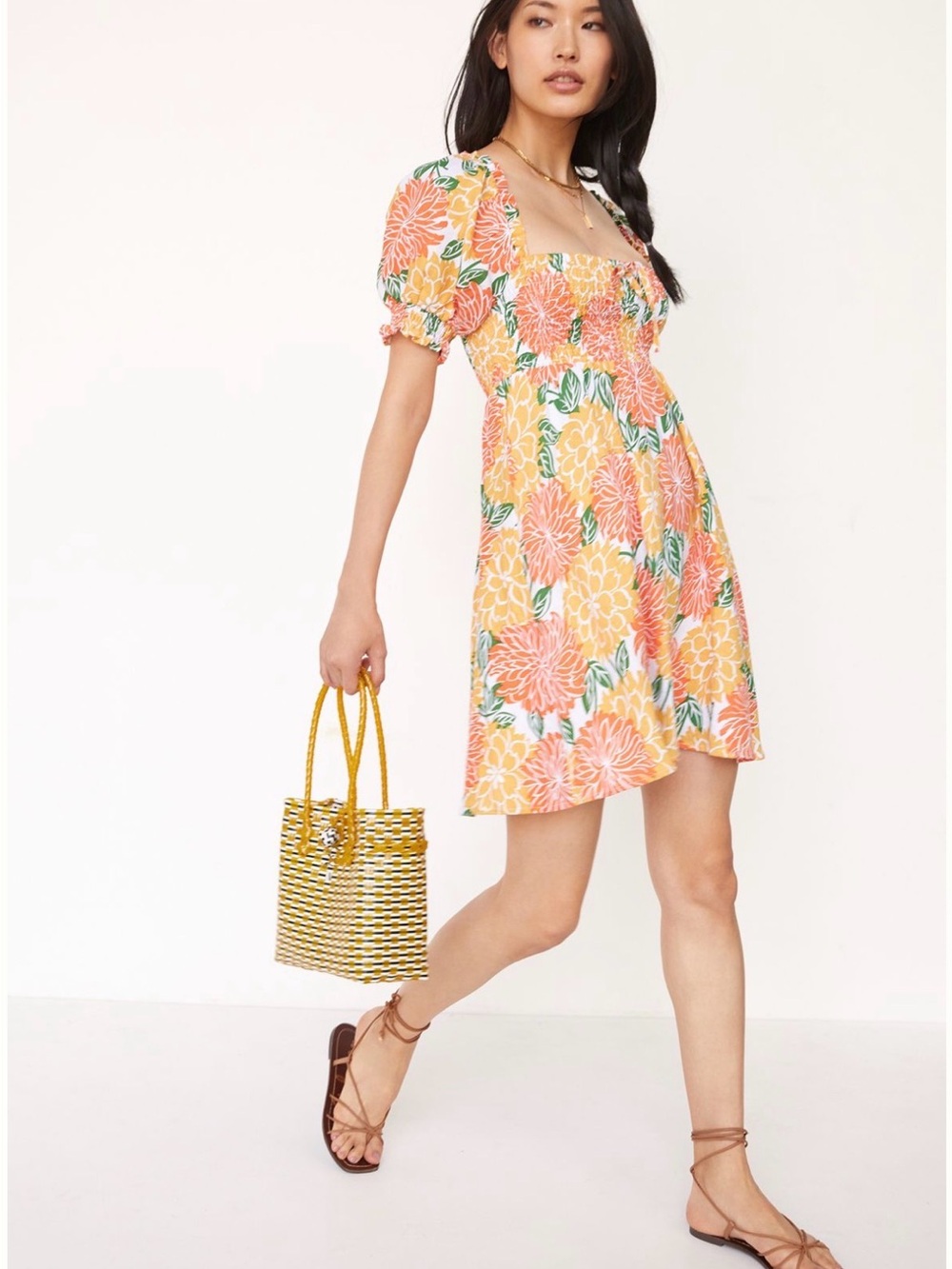 House of Harlow 1960 Smocked Mini Dress